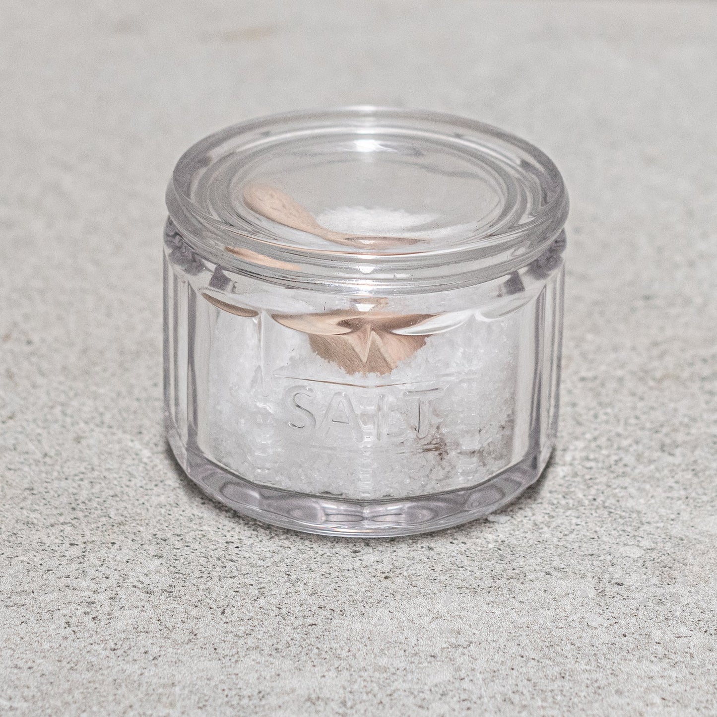 Glass Salt Pot with Wooden Scoop