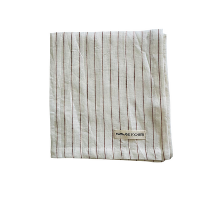 French Linen Tea Towel | Toffee Pin Stripe
