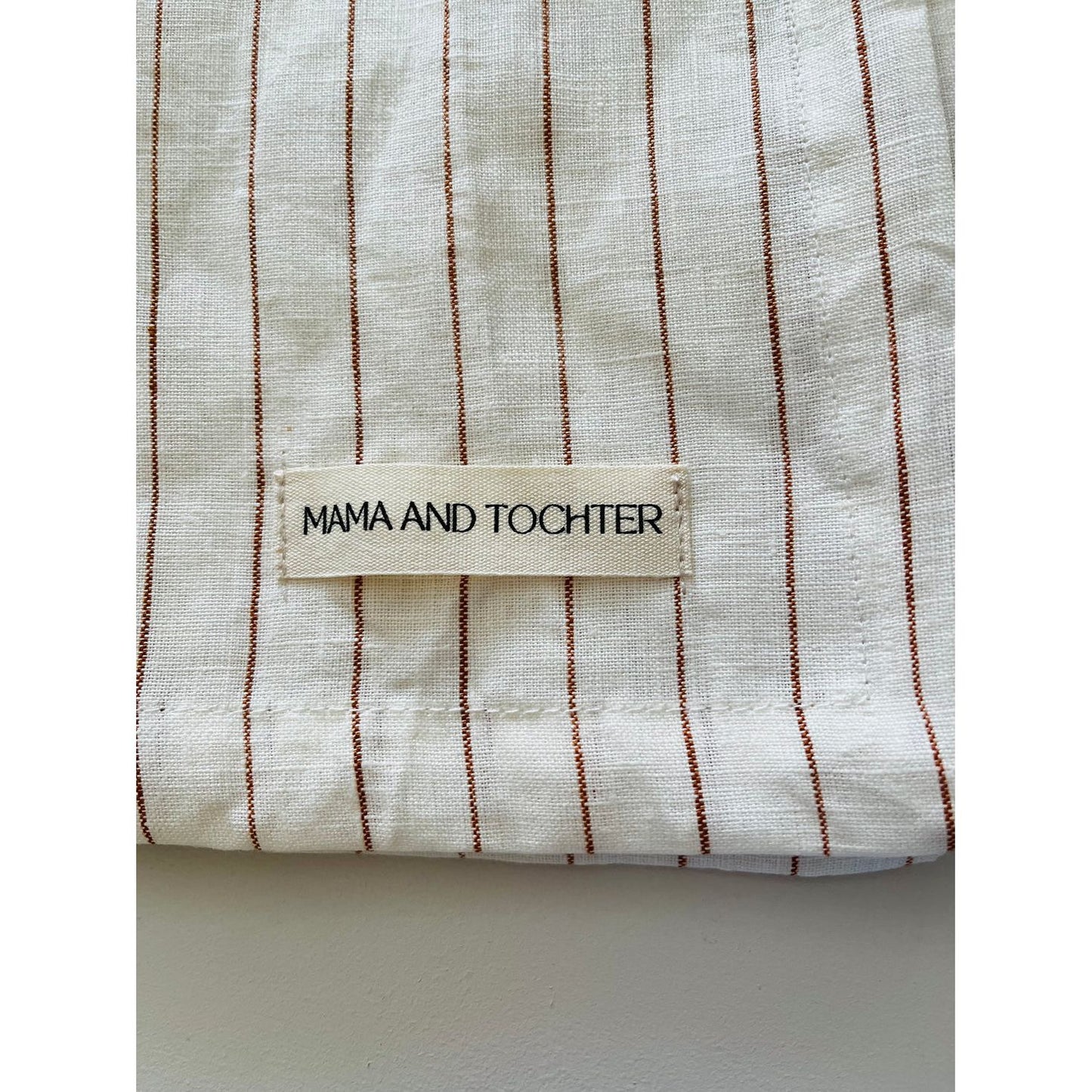 French Linen Tea Towel | Toffee Pin Stripe