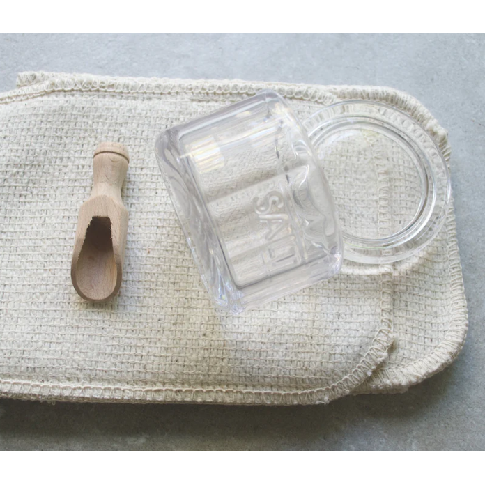 Glass Salt Pot with Wooden Scoop