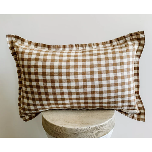 Cushion Cover | Lumbar Flange | Chocolate Gingham