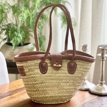 French Market Toggle Basket | Dark Leather