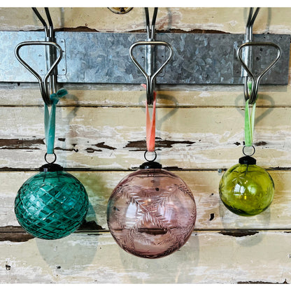 Glass Christmas Bauble | Small Green Star Cut